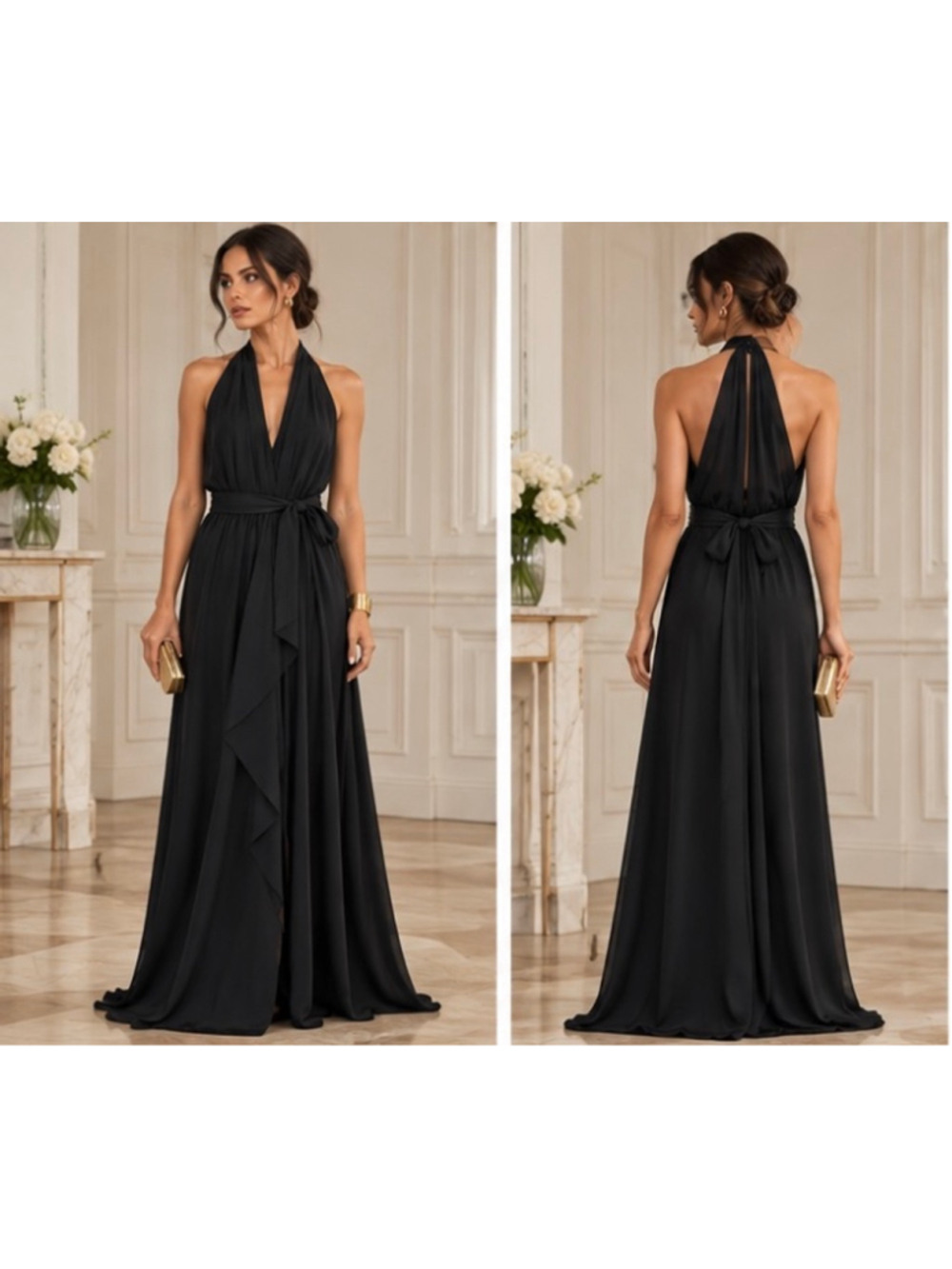 Halston Heritage Black Maxi Dress Size XL